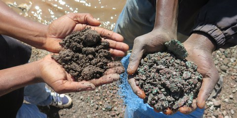 Kupfer- und Kobaltabbau in den kongolesischen Minen am Malo-See – hier kam es auch zu Kinderarbeit. © Amnesty International/Afrewatch
