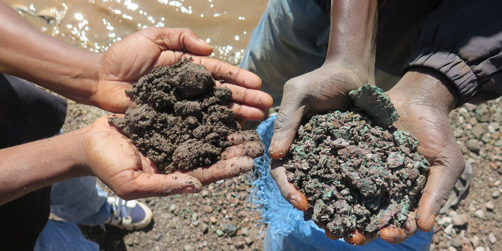 Kupfer- und Kobaltabbau in den kongolesischen Minen am Malo-See – hier kam es auch zu Kinderarbeit. © Amnesty International/Afrewatch