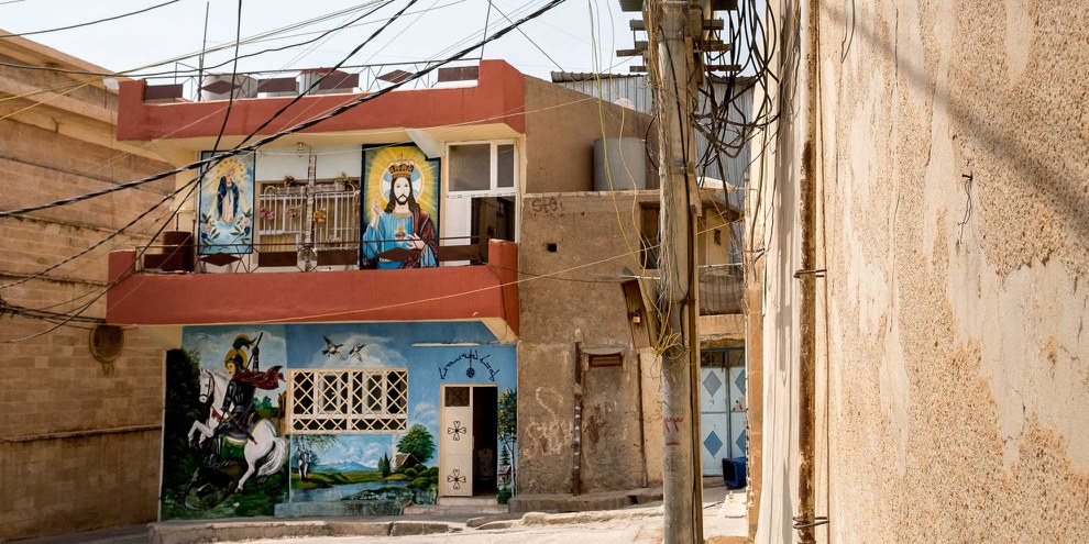 Wandbild des St. Georg, Marienfigur in Dohuk © Klaus Petrus