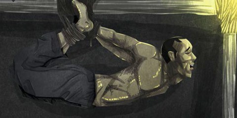 Illustration d'une technique de torture appelée «la balançoire» qui est utilisée par les forces de sécurités au Cameroun.