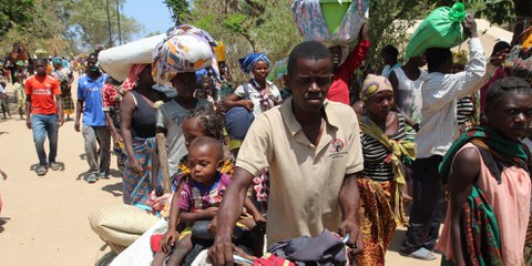 Arrivée de personnes déplacées dans le district de Metuge, province de Cabo Delgado, le 29 décembre 2020. © Estacio Valoi