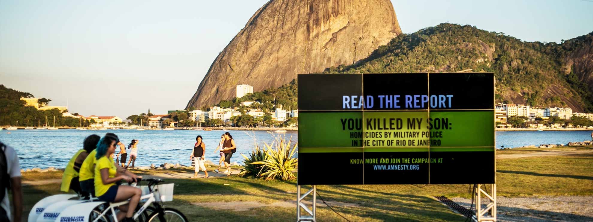 Action lors de la publication du rapport d'Amnesty: «You killed my son - Homicides by military police in the city of Rio de Janeiro» © Thiago Dezan/ Amnistia Internacional Brasil