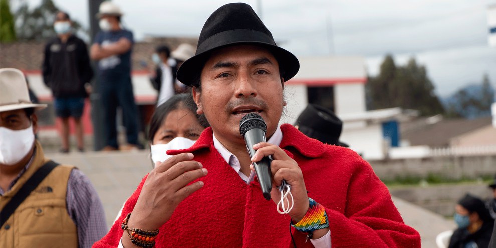 Leónidas Iza, président de la Confédération des nationalités indigènes de l'Équateur (CONAIE), a été arrêté le 14 juin 2022. © CONAIE