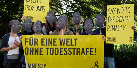 Action devant l'ambassade des Etats-Unis à Berne, 15 septembre 2011. © AI