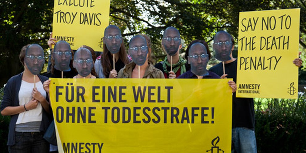 Action devant l'ambassade des Etats-Unis à Berne, 15 septembre 2011. © AI