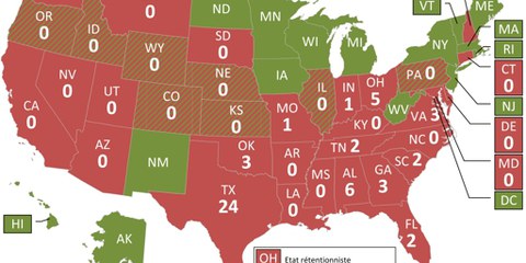 Etats abolitionnistes et rétentionistes aux Etats-Unis © Coalition mondiale contre la peine de mort