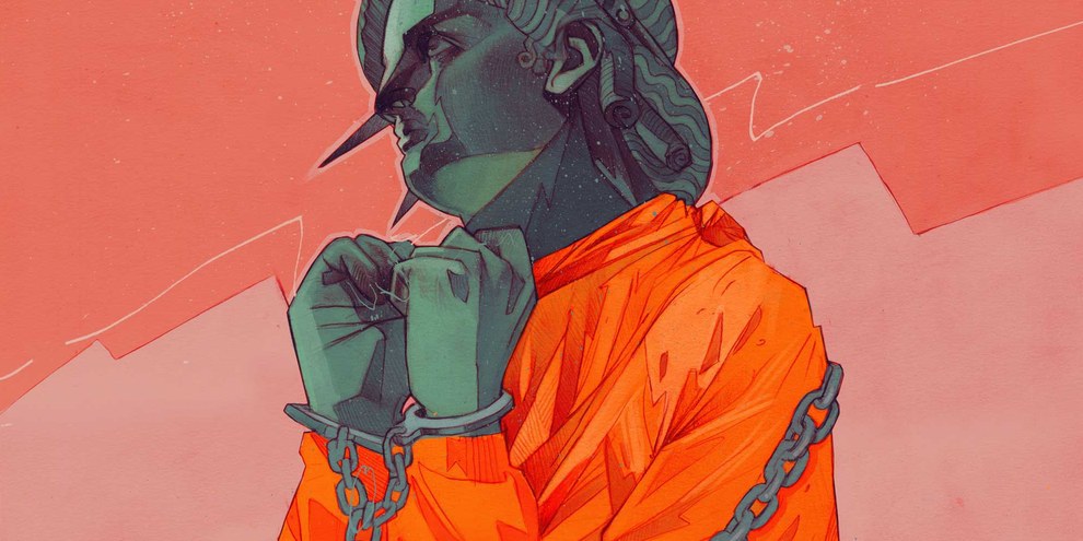 Quinze ans après les premières arrivées de détenus à Guantánamo, 55 personnes y sont toujours incarcérées, dont 45 sans inculpation ni procès. © AI USA