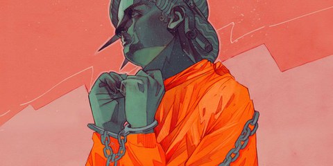 Quinze ans après les premières arrivées de détenus à Guantánamo, 55 personnes y sont toujours incarcérées, dont 45 sans inculpation ni procès. © AI USA