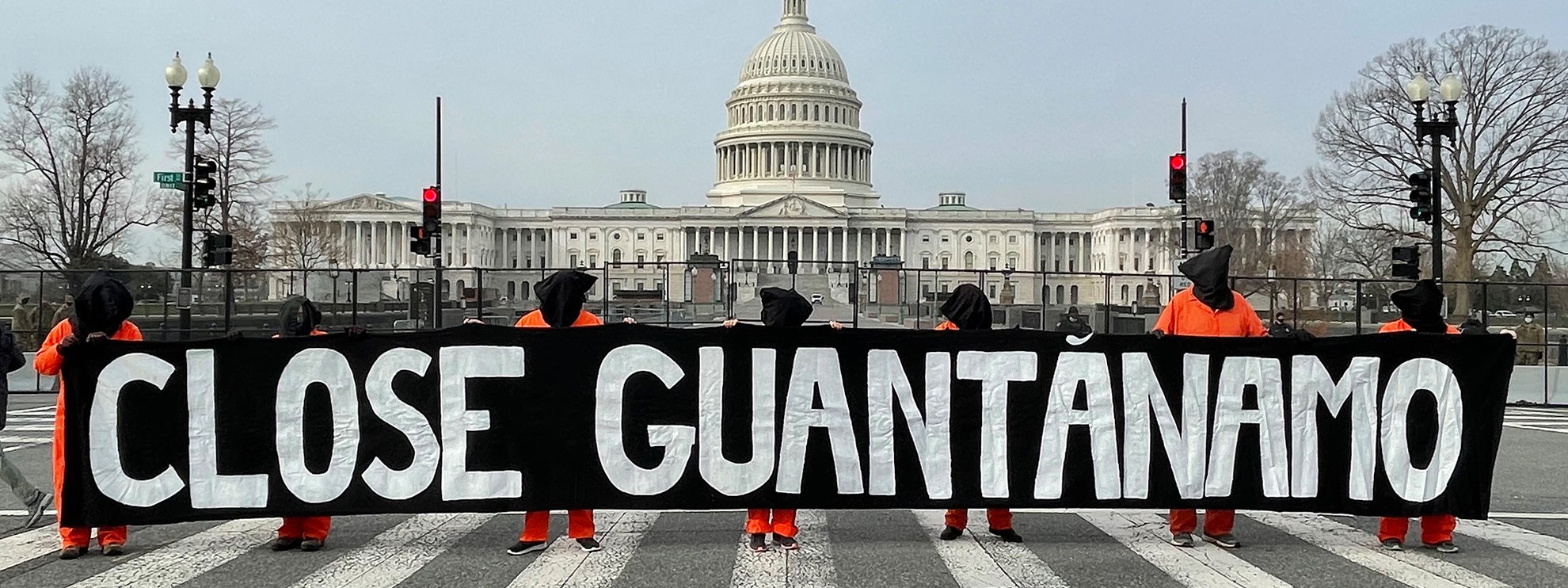 Manifestation devant la Chambre des représentants à Washington D.C. pour marquer le 19e anniversaire de Guantánamo, 11 janvier 2021 © Amnesty International