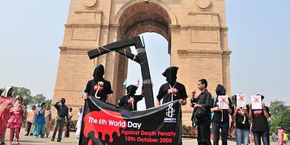 Action de la section indienne d'Amnesty International contre la peine de mort, Delhi, le 10 octobre 2008. © AI