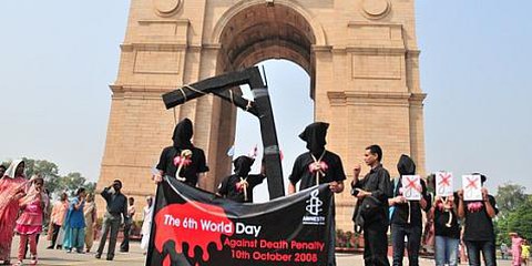 Action de la section indienne d'Amnesty International contre la peine de mort, Delhi, le 10 octobre 2008. © AI
