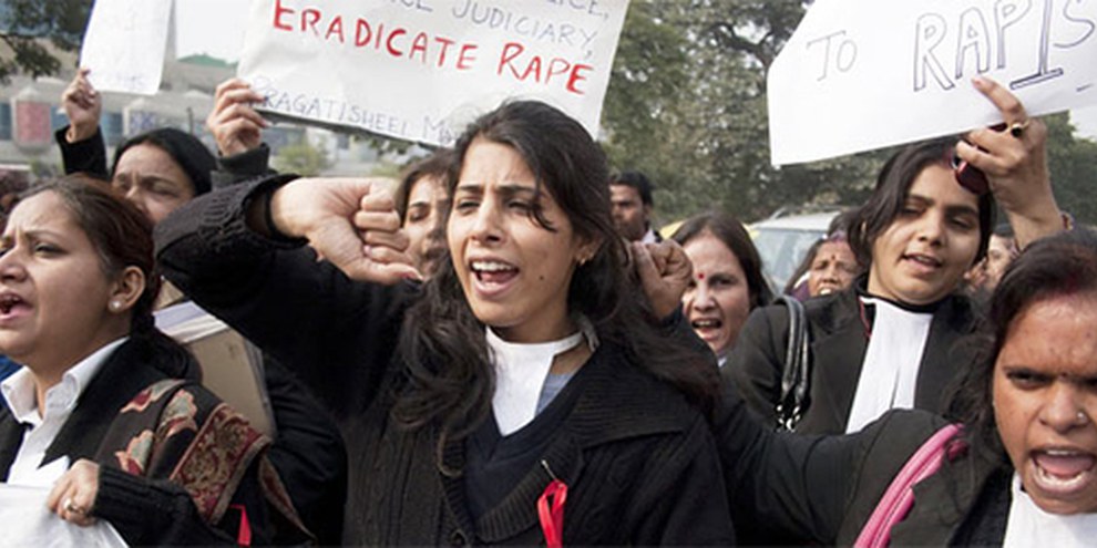 Manifestation d'avocates à New Delhi, Janvier 2013 © Louis Dowse / Demotix