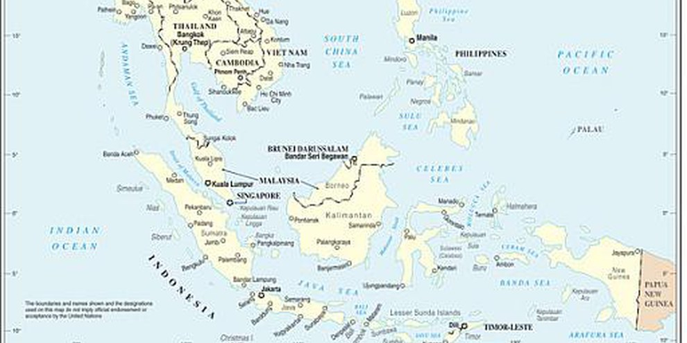 L'Asie du Sud-Est (d'après une carte de l'Onu).