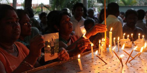 Des familles protestent contre les disparitions forcées de leurs proches à Colombo, Sri Lanka, le 24 janvier 2012. © Vikalpasl