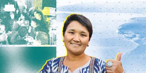 La défenseure des droits humains Rita Karasartova risquait 15 ans de prison au Kirghizstan pour avoir milité pacifiquement en faveur du droit à l'accès à l'eau. Elle a été libérée en juin 2024.  © Amnesty International