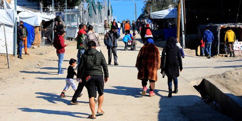 Le camp de Moira à Lesbos.  © Giorgos Moutafis/Amnesty International