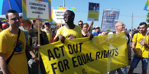 Des membres du groupe Queeramnesty lors de la dernière Geneva Pride, le 6 juillet 2019.