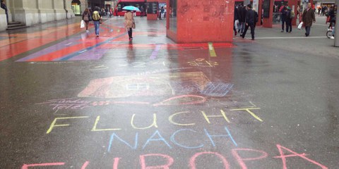 Action d’AmnestyYouth en faveur d’une politique d’asile conforme aux droits humains. Berne, 15 et 16 avril 2016.