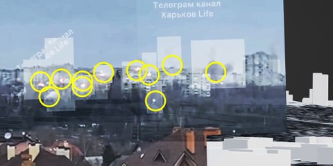 L'analyse d'images et de vidéos disponibles en ligne permet aux spécialistes d'Amnesty de retracer les attaques contre des infrastructures civiles, comme ici à Kharkiv le 28 février. © AI