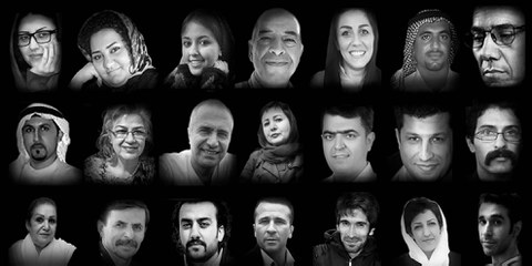 Les portraits des défenseurs des droits humains mentionnés dans le rapport «Caught in a web of repression: Iran’s human rights defenders under attack» © Amnesty International