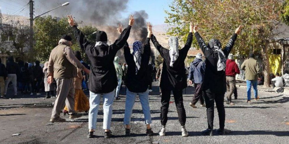 Manifestations à Mahabad, dans la province d'Azerbaïdjan occidental à majorité kurde, le 20 novembre 2022 © DR