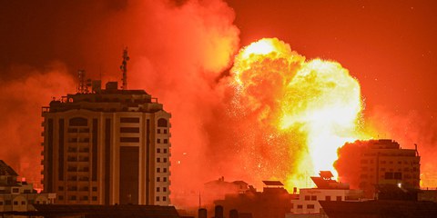 Gaza lors d'une frappe aérienne israélienne le 9 octobre 2023. © AFP via Getty Images