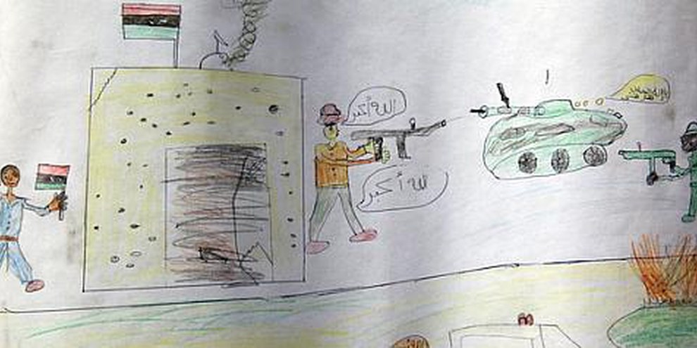 Dessin d'un enfant de Misratah. © UNHCR / H. Caux