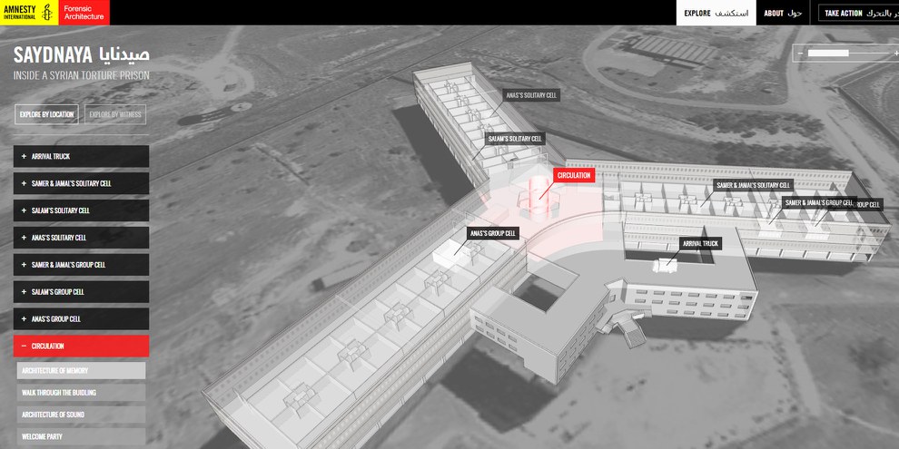 Amnesty a collaboré avec des spécialistes de Forensic Architecture pour créer une reconstruction 3D virtuelle de la prison de Saidnaya.