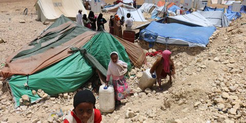 Le camp de Khamir accueille des personnes déplacées par les bombardements. © Amnesty International