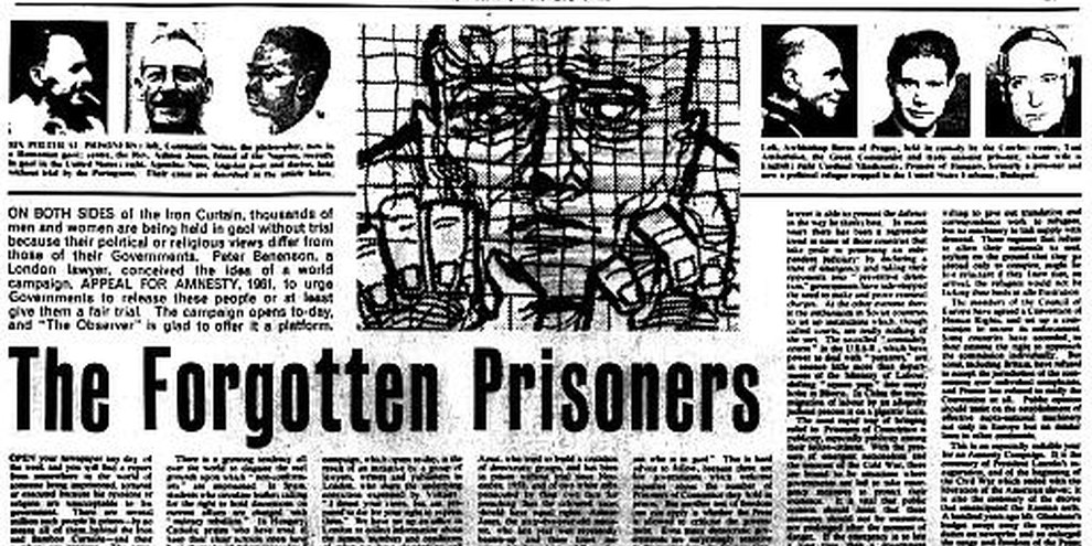 Un appel fondateur : l’appel de Peter Benenson dans The Observer du 28 mai 1961. © AI