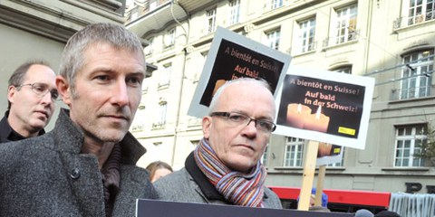 Manifestation pour la libération de Rachid Hamdani et Max Göldi (2009). © Valérie Chételat