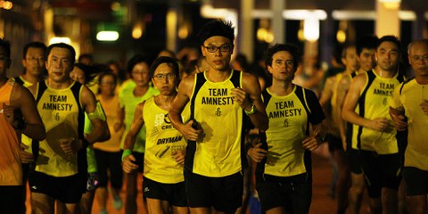 Action «Run for Human Rights» (courir pour les droits humains) à Hongkong. © Amnesty International