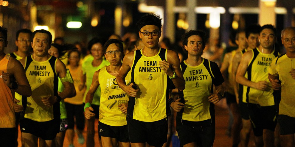 Action «Run for Human Rights» (courir pour les droits humains) à Hongkong. © Amnesty International