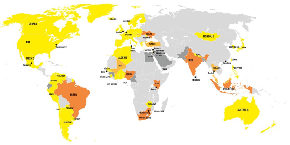L'organisation Amnesty International est présente dans plus de 70 pays.