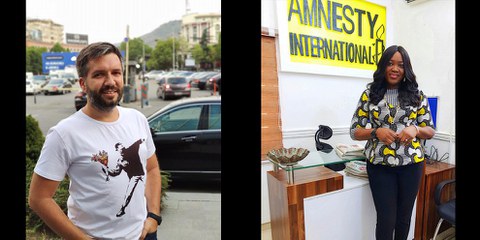 Oleg Kozlovsky est actif dans le domaine des droits humains depuis une quinzaine d’années. Cecilia Oluwafisayo Aransiola travaille chez Amnesty depuis deux ans.© DR