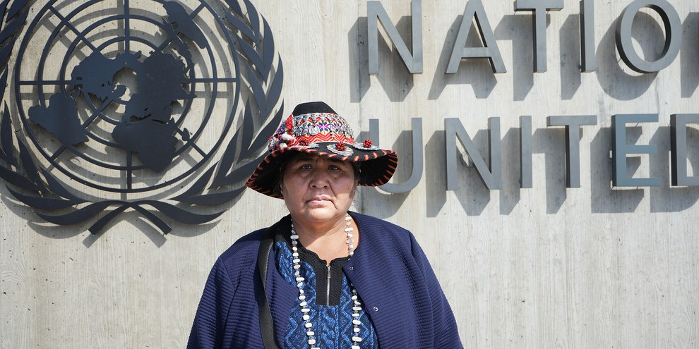 D’origine paysanne et autochtone, Lourdes Huanca est une des figures de proue du mouvement contestataire au Pérou. © Amnesty Suisse