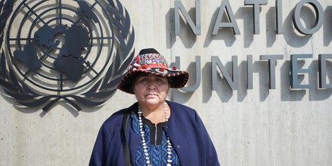 D’origine paysanne et autochtone, Lourdes Huanca est une des figures de proue du mouvement contestataire au Pérou. © Amnesty Suisse