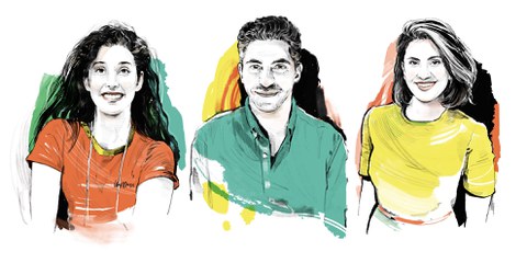 De gauche à droite: Manahel al-Otaïbi, Raïf Badawi et Loujaïn al-Hathloul. © André Gottschalk