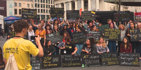 Action à Bruxelles lors de l'EYM 2019 © AI