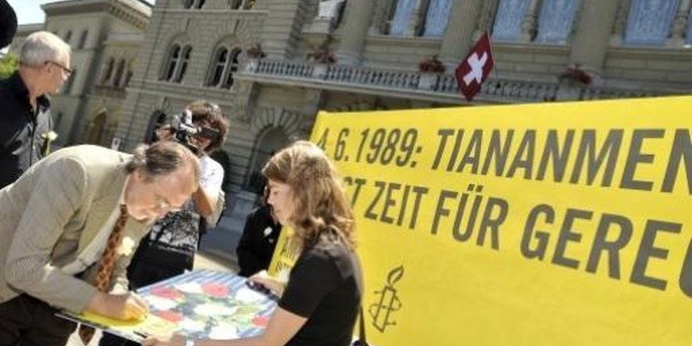 Il Consigliere agli Stati Dick Marty solidale con le vittime di Tiananmen© Valérie Chételat