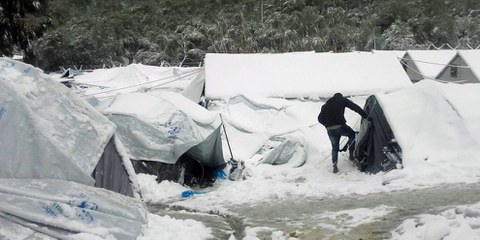 Rifugiati nel campo di Moria, a Lesbo. © Giorgos Kosmopoulos