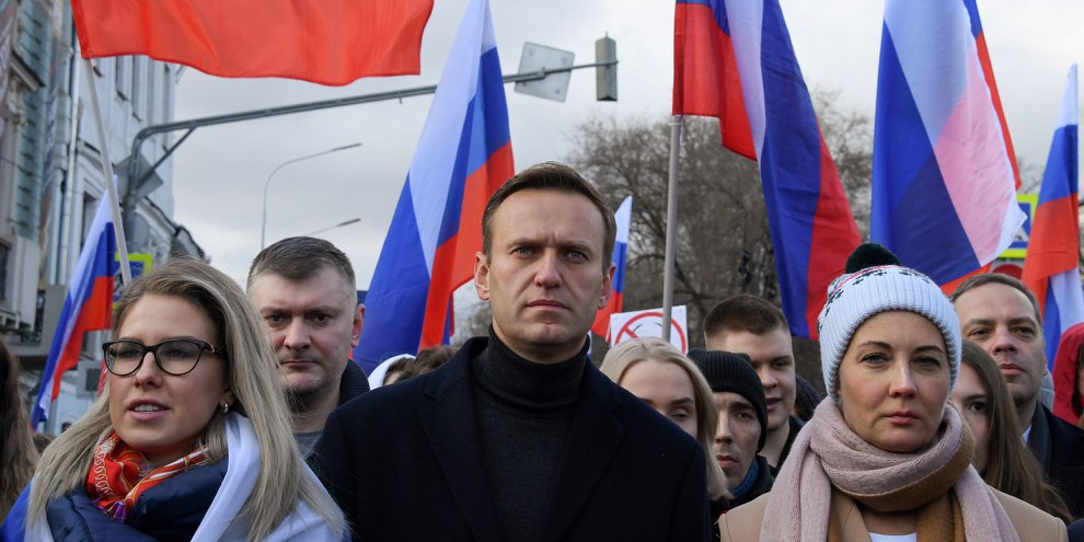 Aleksei Navalny durante una marcia organizzata in ricordo di Boris Nemtsov, il 29 febbraio 2020 in Russia. © Kirill KUDRYAVTSEV / AFP