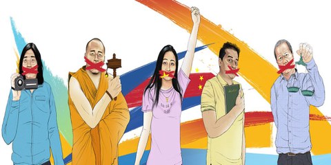 Zhang Zhan, Rinchen Tsultrin, Li Qiaochu, Ilham Tohti e Gao Zhisheng sono perseguiti per aver espresso le proprie opinioni.  © Adrien Stanziani