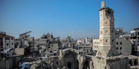 I resti della moschea di Omari a Gaza City, gennaio 2024. © Omar El Qattaa/Amnesty International